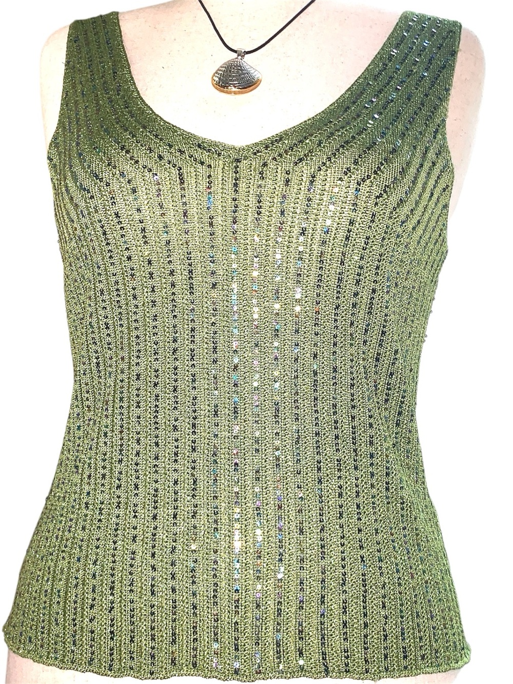 Sigrid Olsen Silk Sequin Sweater Shell, Medium